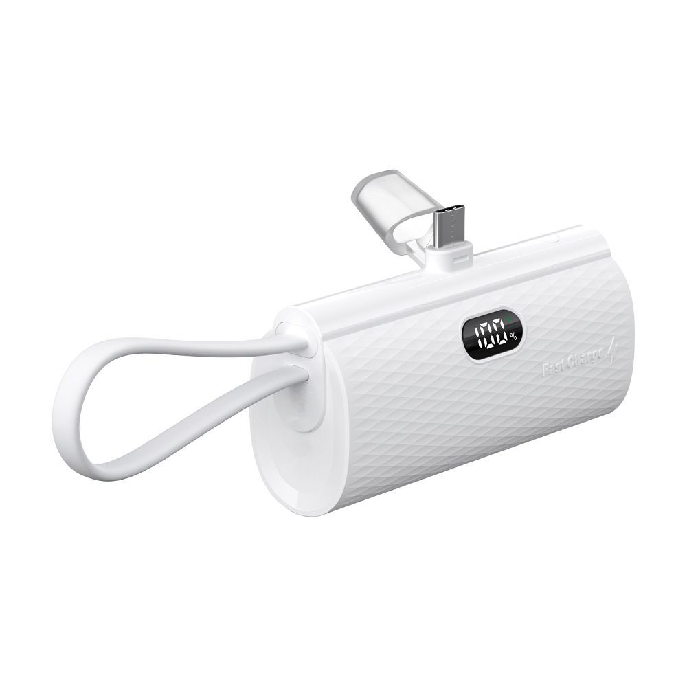 Powerbank met ingebouwde USB-C connector wit
