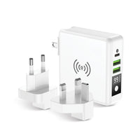 Forcell 4-in-1 Oplader 8000mAh – USB-C + USB-A – Draadloos Opladen – Wereldstekkers – Reispowerbank