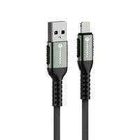 USB-A naar Lightning Kabel Forcell F-Energy Cafule C257 – 12W – 2.4A – Nylon Gevlochten – 1.2m – Zwart – Apple CarPlay Compatibel