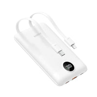 Veger C11C Powerbank | 10.000 mAh | Ingebouwde USB-C &amp; Lightning Kabels | 22,5W PD &amp; QC 3.0 | Wit