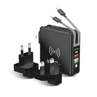 Forcell 5-in-1 Reislader 10000mAh - Powerbank met Draadloos Opladen & Wereldstekkers