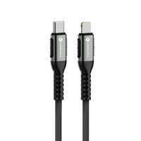 USB-C naar Lightning Kabel Forcell F-Energy Cafule C259 – 27W PD – 3A – Nylon Gevlochten – 1.2m – Zwart – Apple CarPlay Compatibel